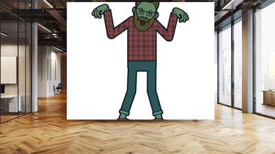 Vector illustration of zombie hipster Wall mural