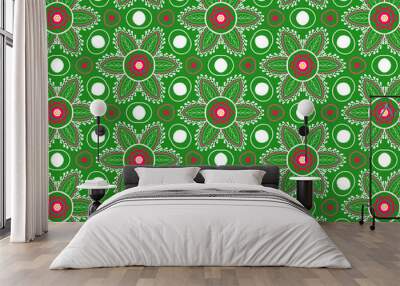 Festive Floral Circles pattern Wall mural