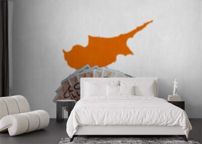 Cyprus flag with Euro banknotes in the hand Wall mural