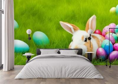 easter bunny with easter eggs Wall mural