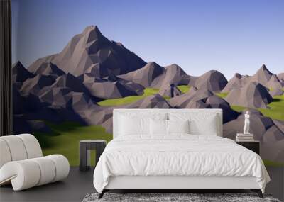 3D lowpoly abstract landscape Wall mural