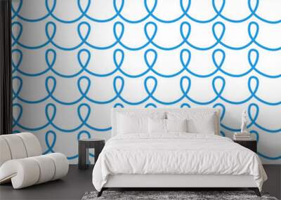 Blue swirl pattern. Line loop seamless ornament Wall mural