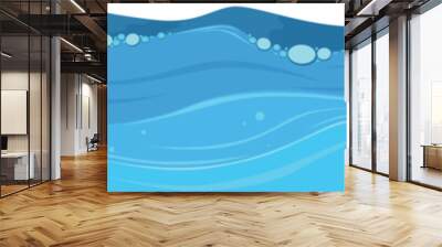 Cartoon water surface. Horizontal blue sea waves Wall mural