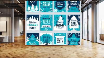 Christmas sale. Winter promotional labels cards advertising special offers season sales and perfect offers vector cards collection. Christmas promotion discount poster, best price sale illustration Wall mural