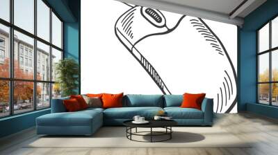 Computer mouse icon in hand drawn style. Pointing device sketch Wall mural