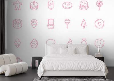 dessert food icon. sweets chocolate cakes and candy biscuits ice cream vector dessert symbols. illus Wall mural