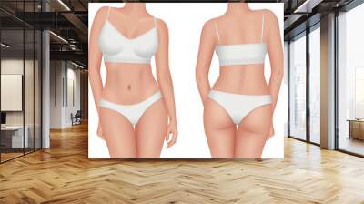 Female body. Front and back views of female nude body decent vector realistic templates Wall mural