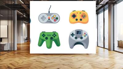 Game controllers. Gamepad video console computer items garish vector flat pictures Wall mural