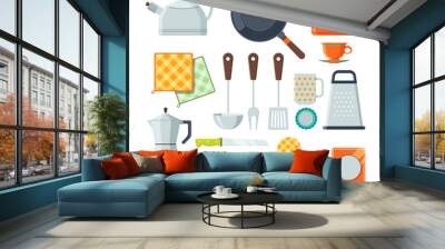 Kitchen tools for cooking. Vector cartoon illustrations isolate Wall mural