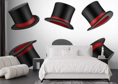 magic hat. clothes for magician or gentleman vector realistic top hat. magic hat, clothing object to Wall mural