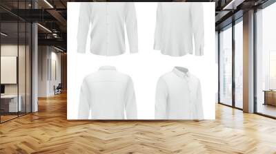 Male shirt. Business clothes for men white sleeve long shirt decent vector realistic mockup pictures. Dress code businessman, apparel closeup illustration Wall mural