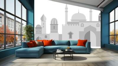 Middle east cityscape. Eastern city monochrome panorama Wall mural