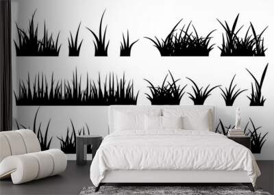 monochrome illustration of grass. vector silhouettes Wall mural