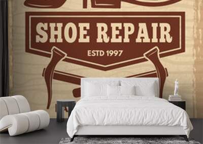 Poster with illustrations of shoe repair workshop Wall mural