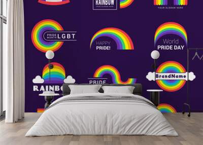 Rainbow logo. Business colored symbols lgbt icon weather rainbow recent vector stylized templates collection Wall mural