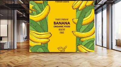 Retro poster with illustration of banana and place for your text Wall mural