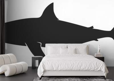 Shark black silhouette. Dangerous ocean predator icon Wall mural