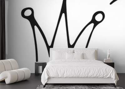 Shining crown black line icon. Princess symbol Wall mural