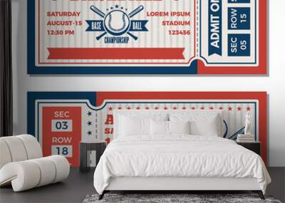 Tickets design template at baseball tournament Wall mural