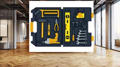 Vector illustration of construction tools box Wall mural