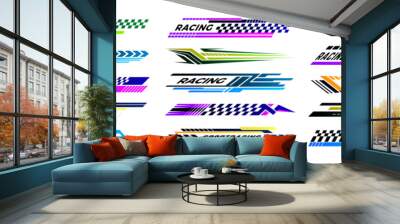 Vinyl stripes. Sport cars wrap design templates vehicles emblem race badges recent vector sport set Wall mural