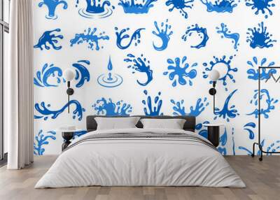 Water drops. Flow liquid paint ink or water recent vector stylized templates isolated Wall mural