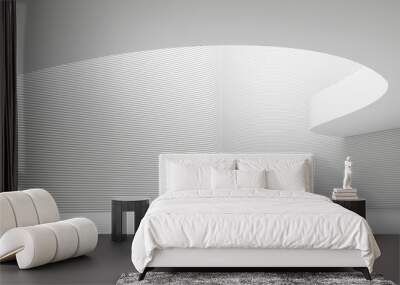 Empty white room modern space interior 3d rendering image.A blank wall with pure white. Decorate wall with horizon line pattern Wall mural