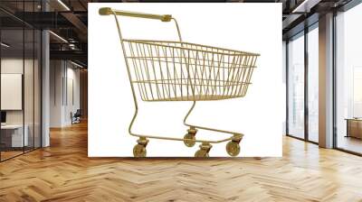 Golden shopping cart with transparent background 3d render illustration Wall mural