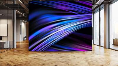 Blue fantastic camera movement. Abstract graphical motion blur background. Horizontal lines and strips 3D illustration Wall mural