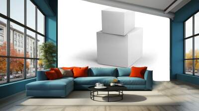 Design concept - abstract geometric real plastic cube. 3d illustration Wall mural