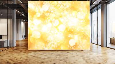 Circle light on yellow background / blurred of Light gold sparkle background. Wall mural