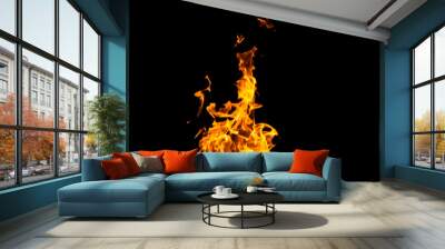 fire flames on black background Wall mural