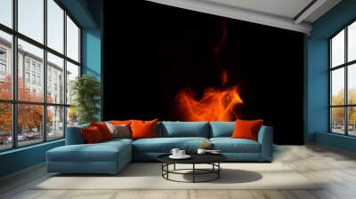 fire flames on black background Wall mural