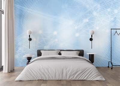 Light blue halftone pattern with white line motion backdrop wallpaper. Clean blue geometric background. Wall mural