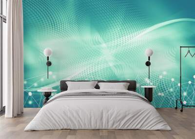 Light Turquoise pattern with white line motion backdrop wallpaper. Clean green-blue geometric background. Wall mural