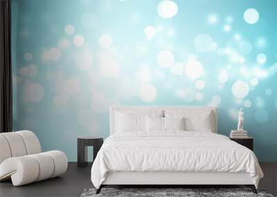 white bokeh blur background / Circle light on blue background / abstract light background Wall mural