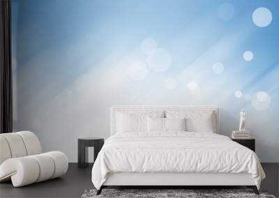 white bokeh blur background / Circle light on blue background / abstract light background Wall mural