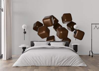 chocolate candy on white background Wall mural