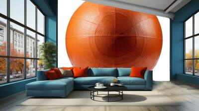 A vibrant orange exercise ball, ideal for fitness workouts isolated on a white background, transparent background. Wall mural