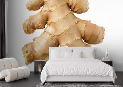 Fresh ginger root showcasing its unique texture and natural color, isolated on a white background, transparent background. Wall mural