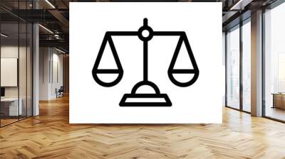 Minimalist vector illustration of scales of justice in black and white. Editable stroke. Wall mural