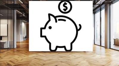 Vector icon of a piggy bank with a dollar symbol, symbolizing savings and financial management. Editable stroke. Wall mural