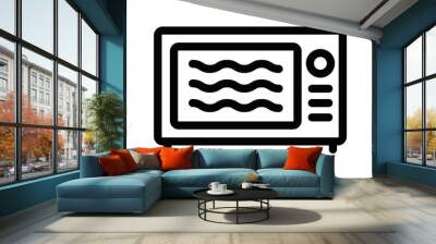 Vector illustration of a microwave oven icon in black and white. Perfect for kitchen, cooking, and appliance-related designs. Editable stroke. Wall mural