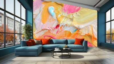 colorful oil paint of different colors on a palette Wall mural