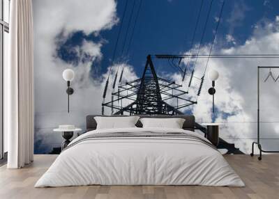 Upward perspective of an electric pylon Wall mural