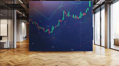 Futuristic stock exchange scene with chart and numbers (3D illustration) Wall mural