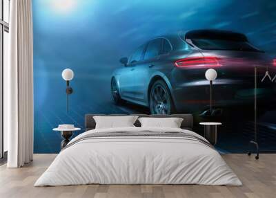 Modern sports urban SUV in motion (3D Illustration) Wall mural