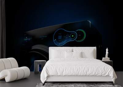 Modern washing machine with futuristic user interface (3D illustration) Wall mural