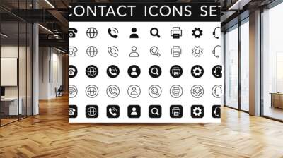 Contact icon set. Thin line and flat Contact icons set. Contact symbols - Phone, mail, smartphone, fax, info, support... vector Wall mural