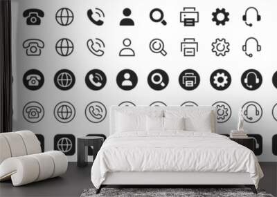 contact icon set. thin line contact icons set. contact symbols - phone, mail, fax, info, e-mail, sup Wall mural